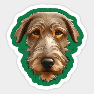 Irish Wolfhound Pet Portrait Black Outline Art Cut Out Sticker